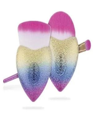 Glitter Rainbow Heart Cupid Makeup Brush Set - 3 Pack