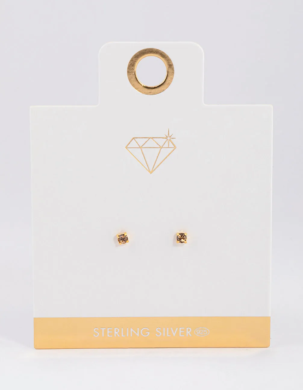 Gold Plated Sterling Silver Diamante Stud Earrings