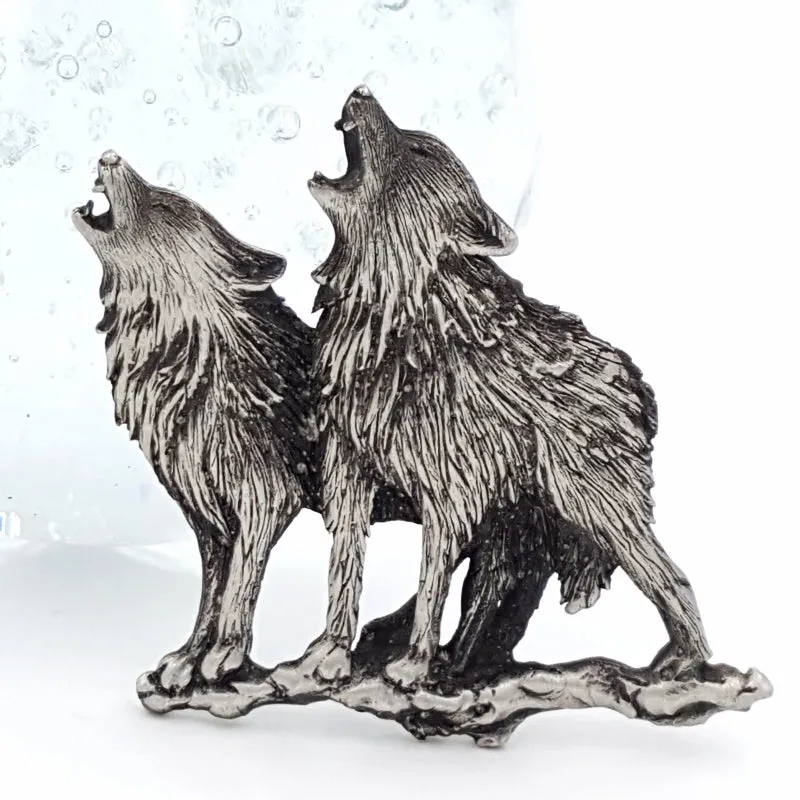 Gothic Jewelry Set with JJ Wolves Pewter Brooch, Zad Mirror Necklace, Earrings