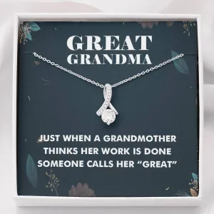 Great Grandma Ribbon Drop Pendant Necklace