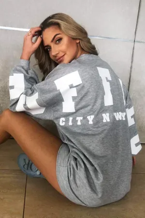 Grey Buffalo Slogan Oversized Sweatshirt