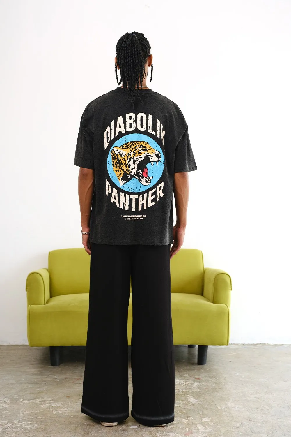 Grey Diabolik Panther Oversized T-shirt