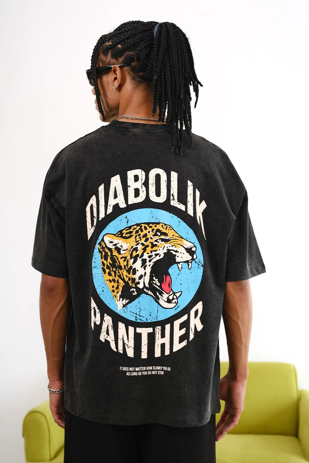 Grey Diabolik Panther Oversized T-shirt