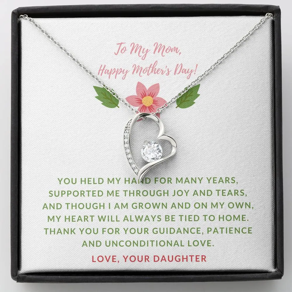 Grown & on my own, From Daughter-Forever Love Heart Necklace for Mother's Day