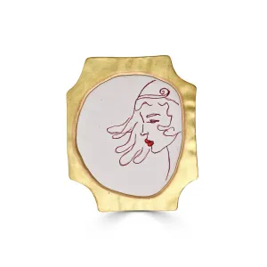 Hand-Painted Brass Think Brooch