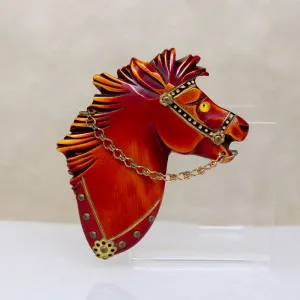 Handsome Horse Head Bakelite Brooch