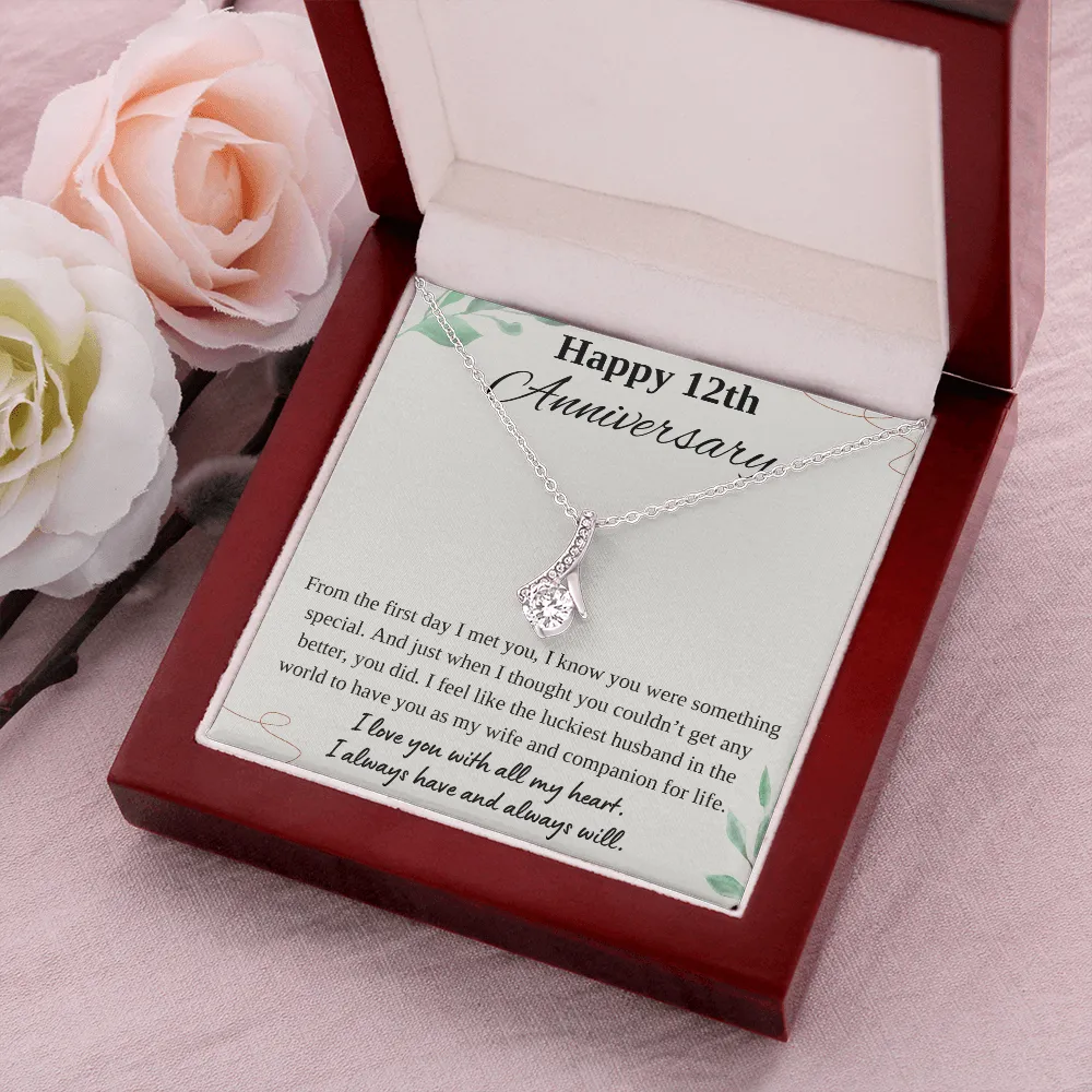 Happy 12th Anniversary Ribbon Necklace