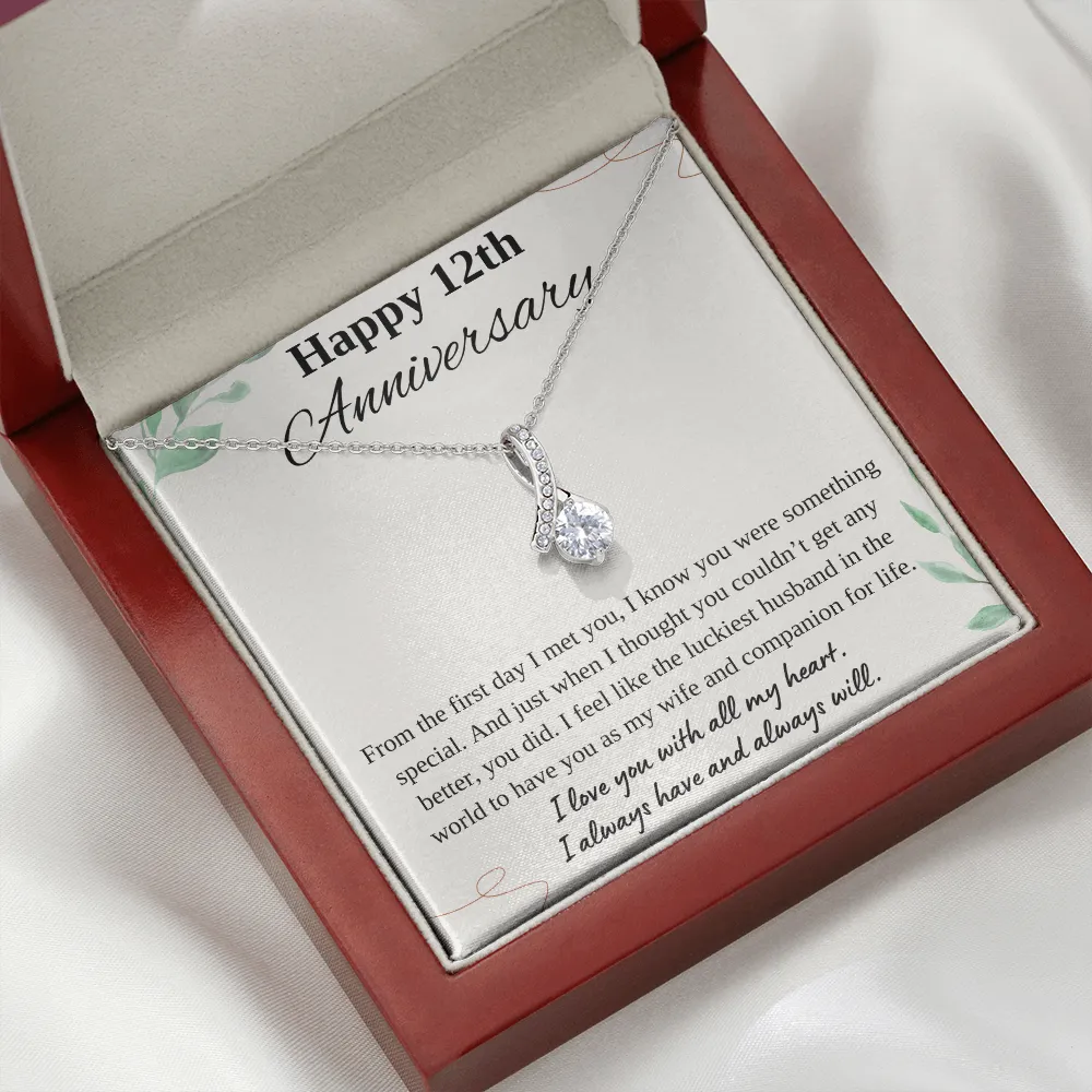 Happy 12th Anniversary Ribbon Necklace