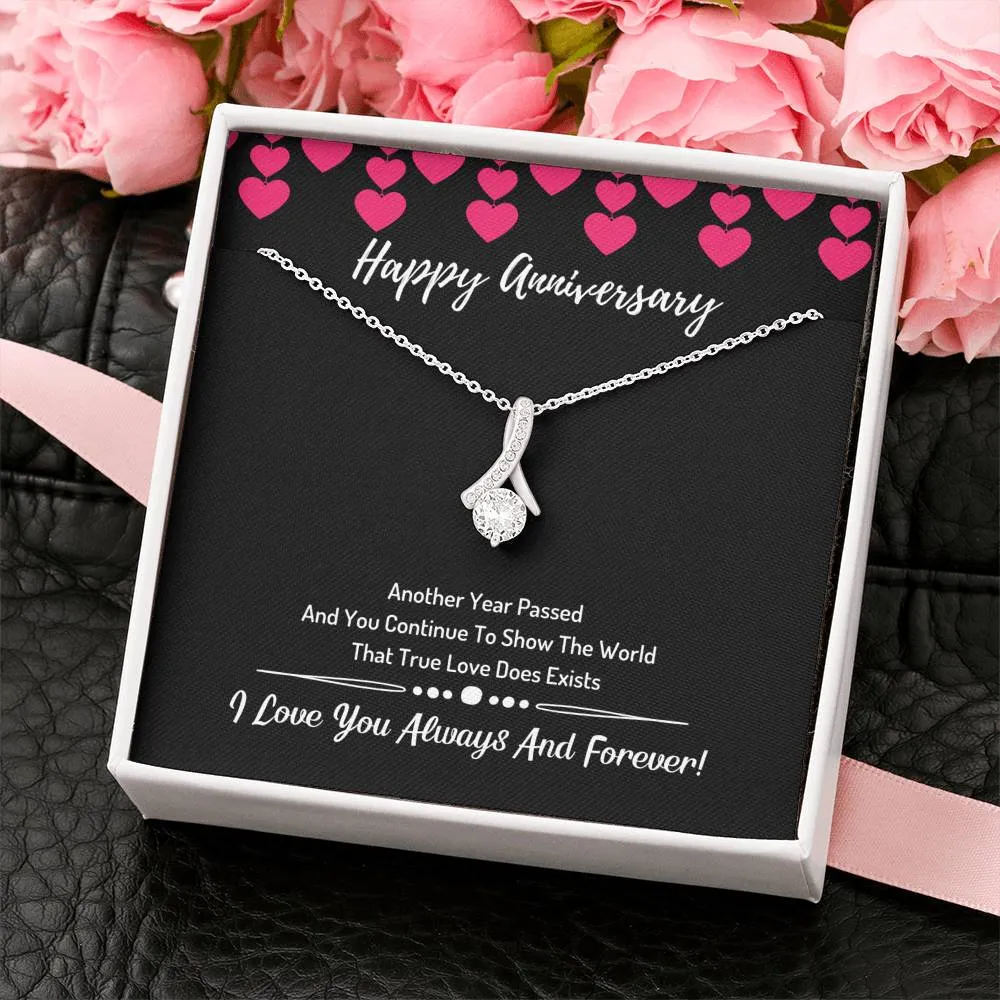 Happy Anniversary Ribbon Necklace- I Love You