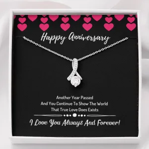 Happy Anniversary Ribbon Necklace- I Love You