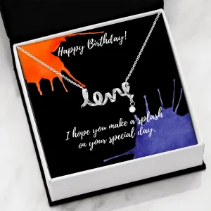 Happy Birthday "Love" Script Necklace