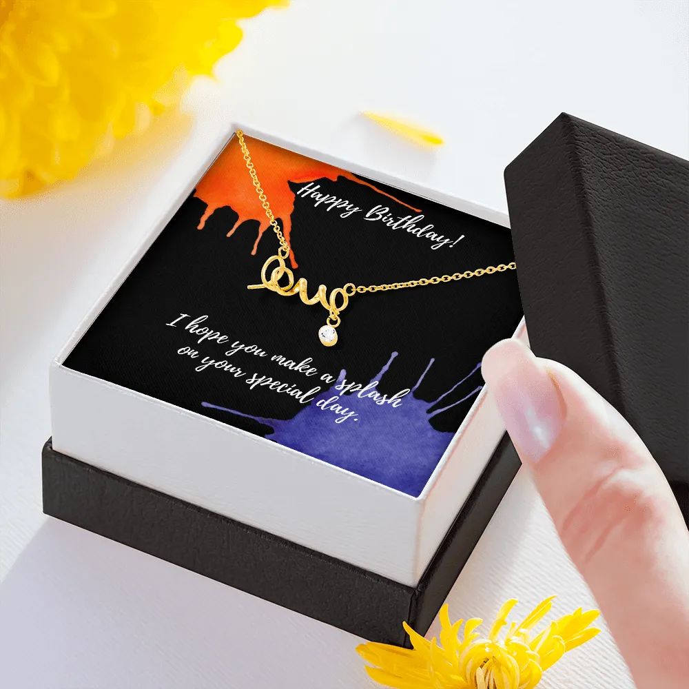Happy Birthday "Love" Script Necklace
