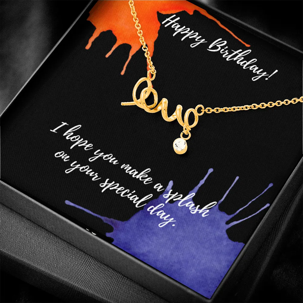 Happy Birthday "Love" Script Necklace