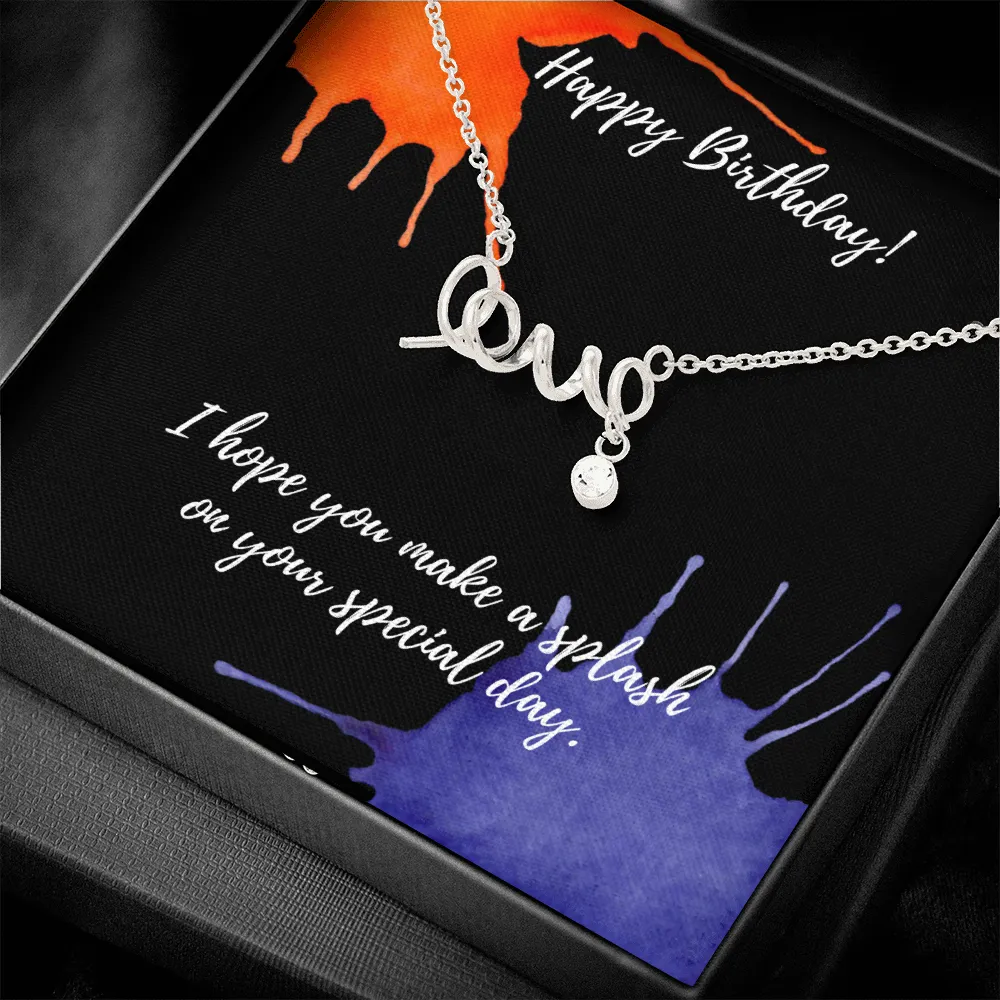Happy Birthday "Love" Script Necklace