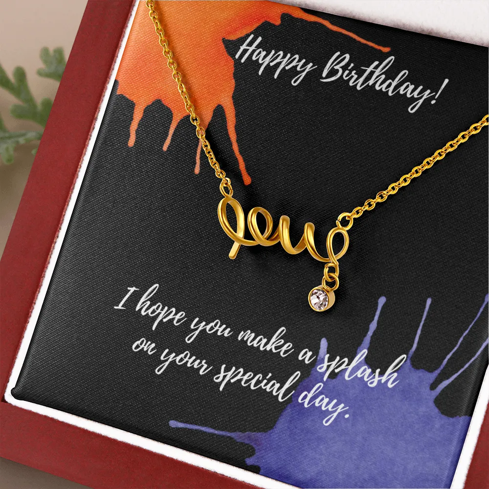 Happy Birthday "Love" Script Necklace