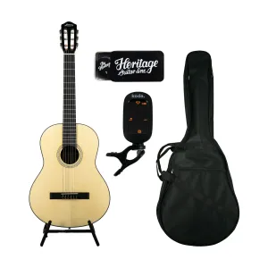 Harmony Foundation Series Terra Classical Guitar Bundle, Natural Satin