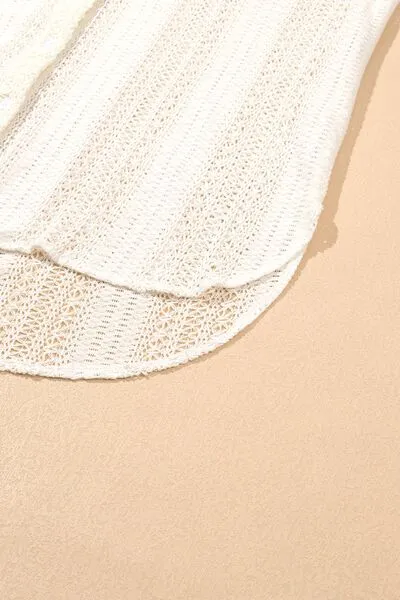 Hazel Blues® |  Lace Crochet Collared Neck Oversized Shirt