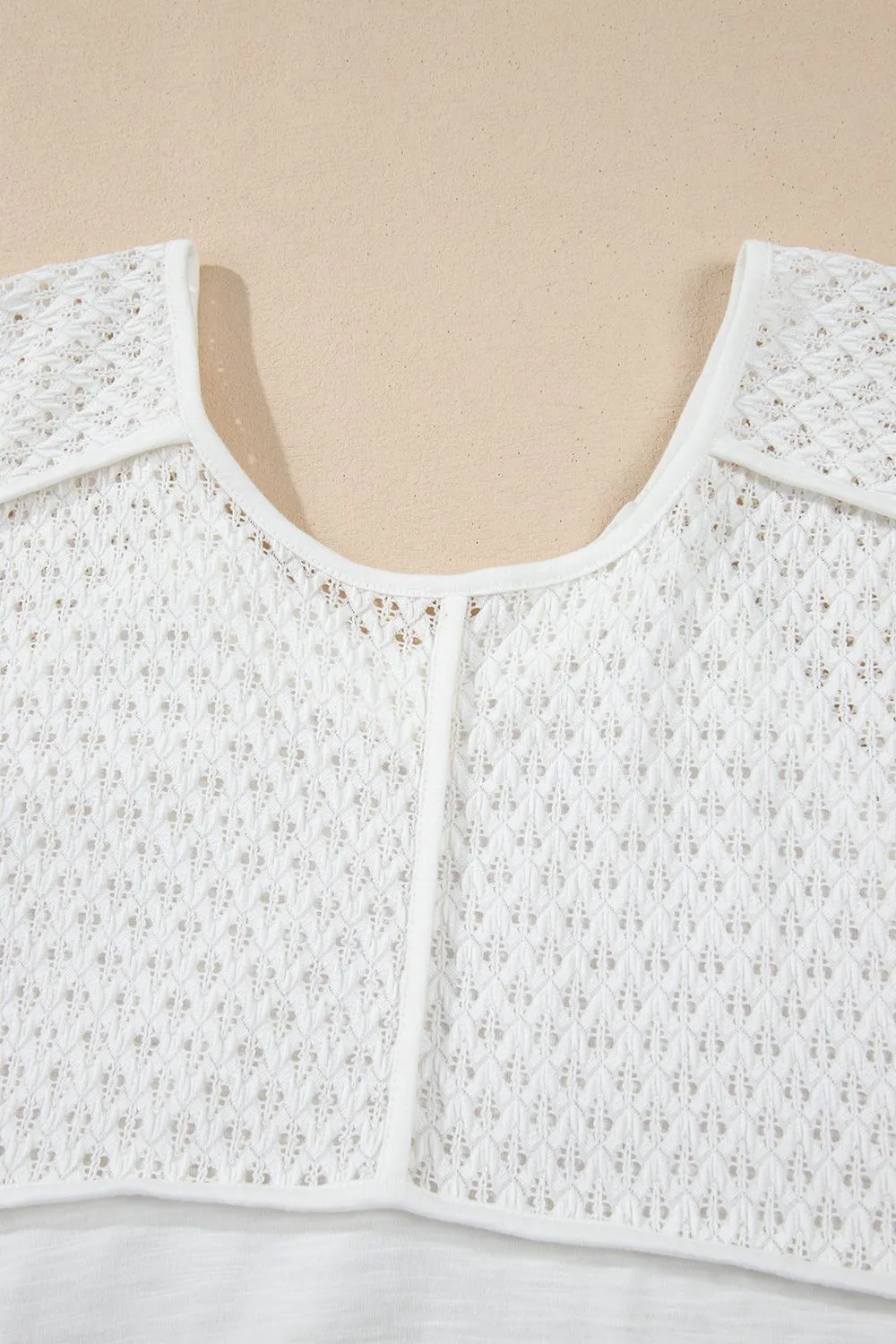 Hazel Blues® |  Openwork High Low Hem V Neck Oversized Top