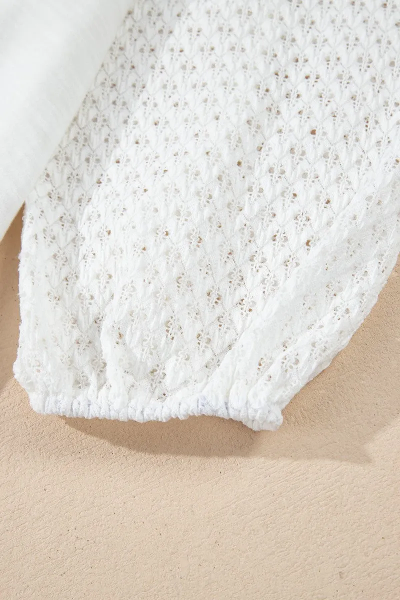 Hazel Blues® |  Openwork High Low Hem V Neck Oversized Top