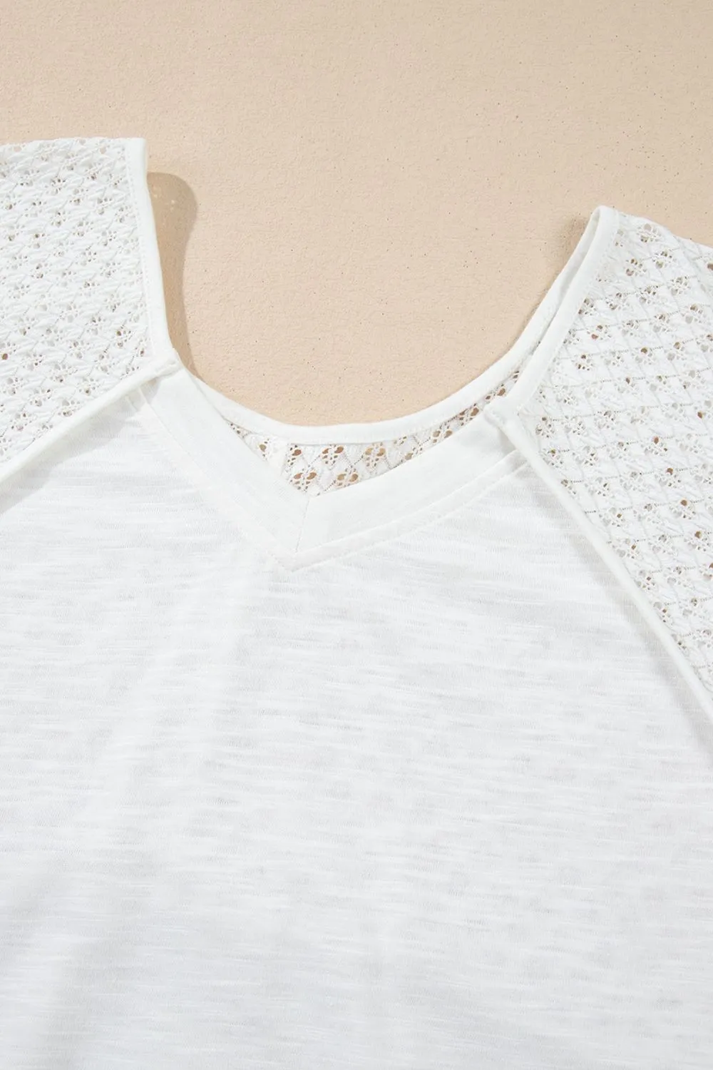 Hazel Blues® |  Openwork High Low Hem V Neck Oversized Top