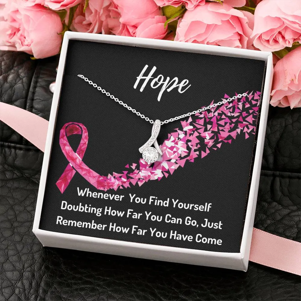 Hope Breast Cancer Awareness Ribbon Necklace- You Are A Warrior
