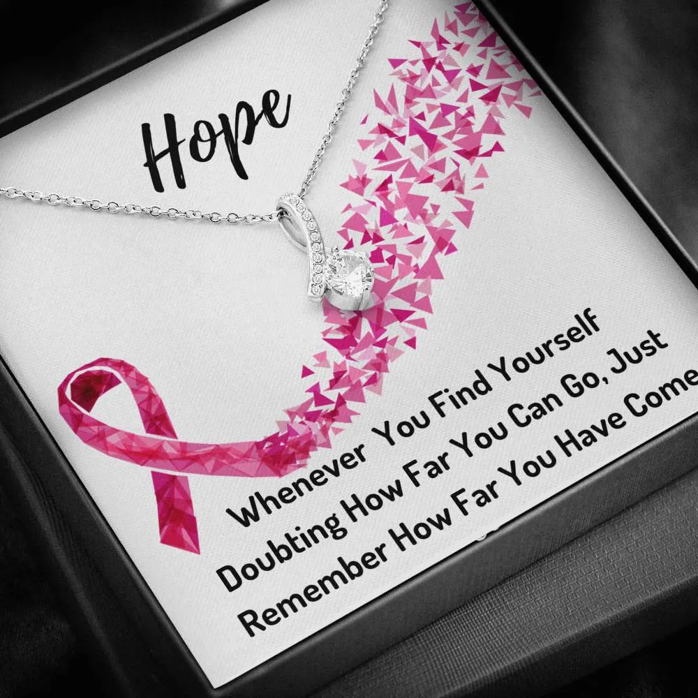 Hope Breast Cancer Awareness Ribbon Necklace- You Are A Warrior