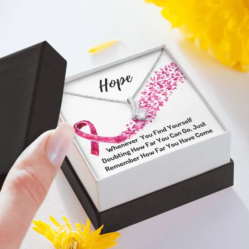 Hope Breast Cancer Awareness Ribbon Necklace- You Are A Warrior