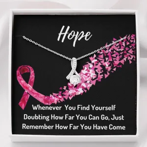 Hope Breast Cancer Awareness Ribbon Necklace- You Are A Warrior