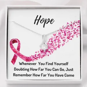 Hope Breast Cancer Awareness Ribbon Necklace- You Are A Warrior