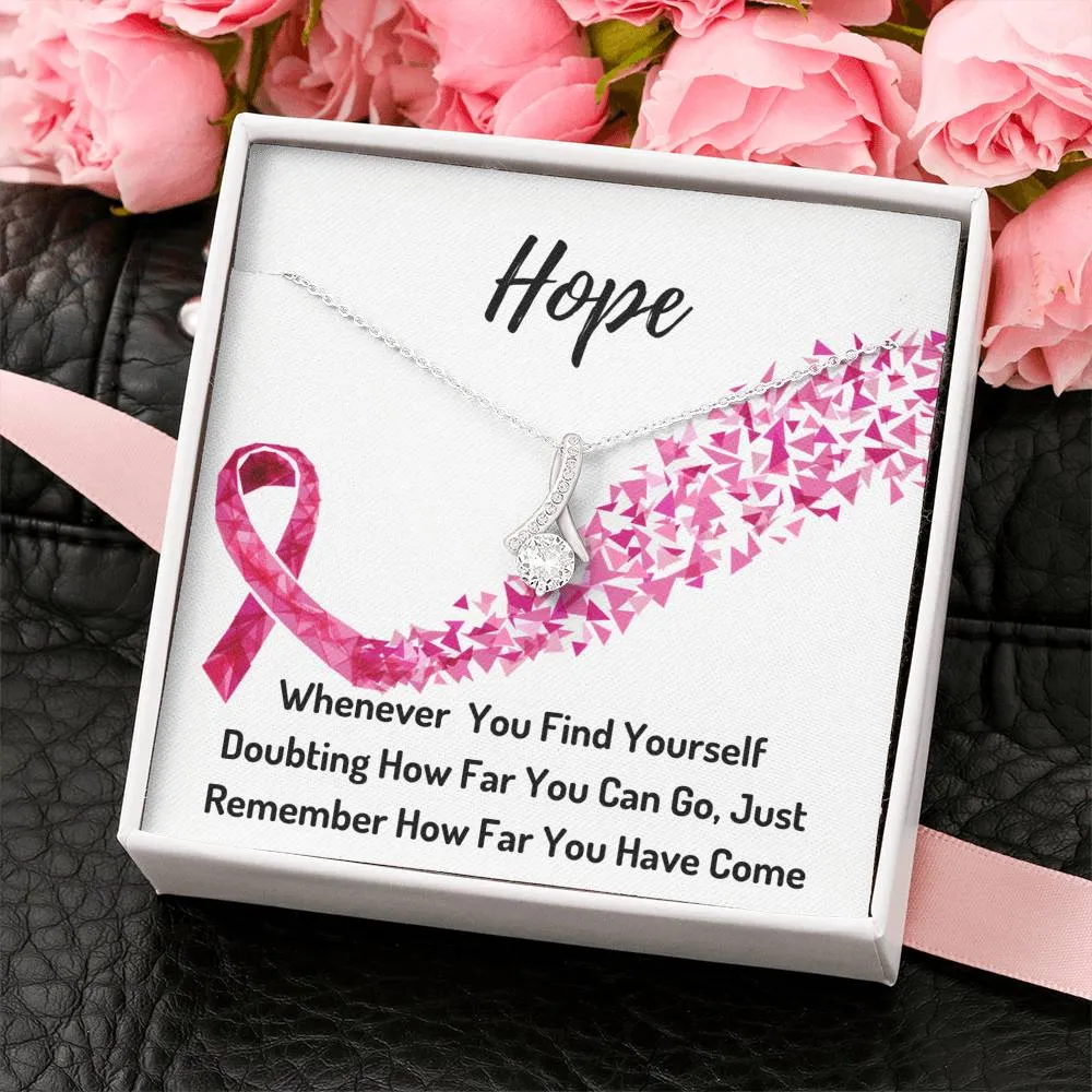 Hope Breast Cancer Awareness Ribbon Necklace- You Are A Warrior