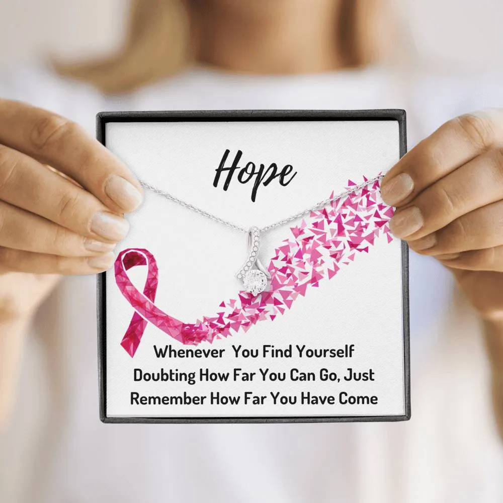 Hope Breast Cancer Awareness Ribbon Necklace- You Are A Warrior