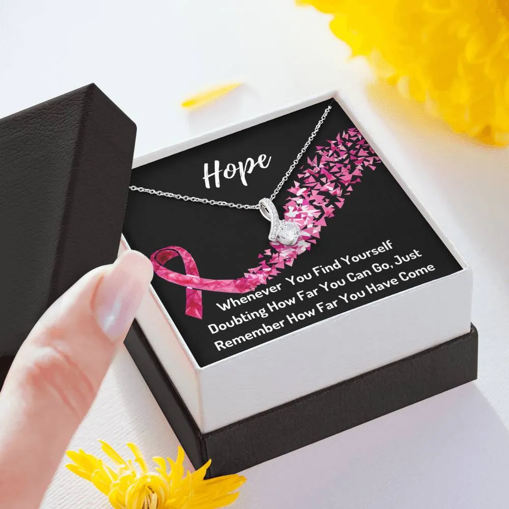Hope Breast Cancer Awareness Ribbon Necklace- You Are A Warrior