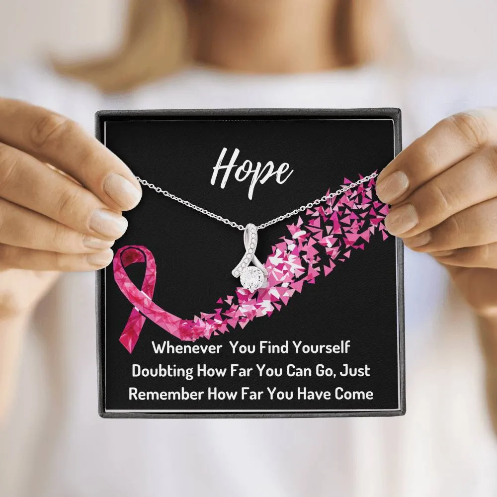 Hope Breast Cancer Awareness Ribbon Necklace- You Are A Warrior