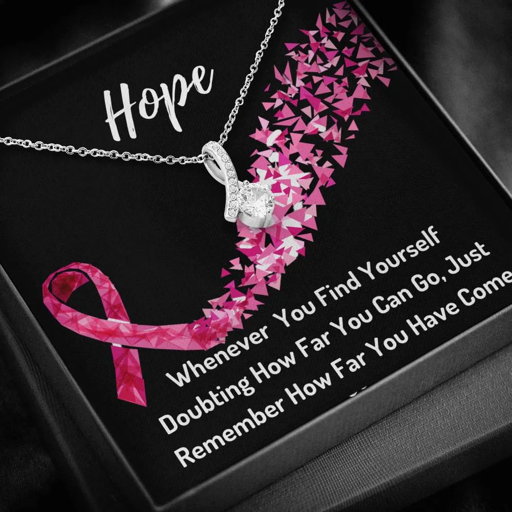 Hope Breast Cancer Awareness Ribbon Necklace- You Are A Warrior