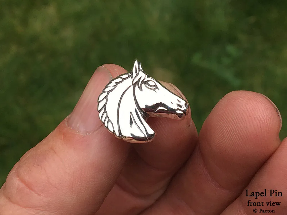 Horse Head Lapel Pin or Horse Head Brooch Sterling Silver
