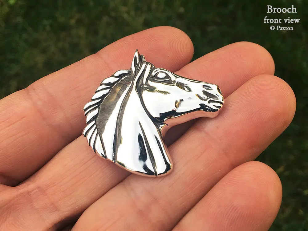 Horse Head Lapel Pin or Horse Head Brooch Sterling Silver
