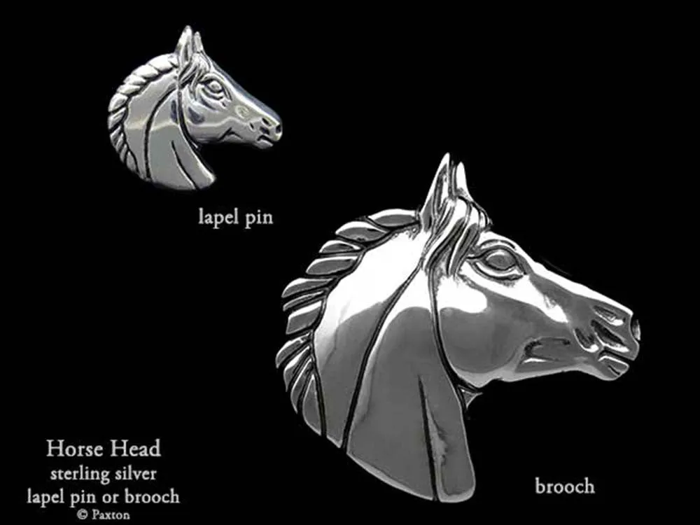 Horse Head Lapel Pin or Horse Head Brooch Sterling Silver