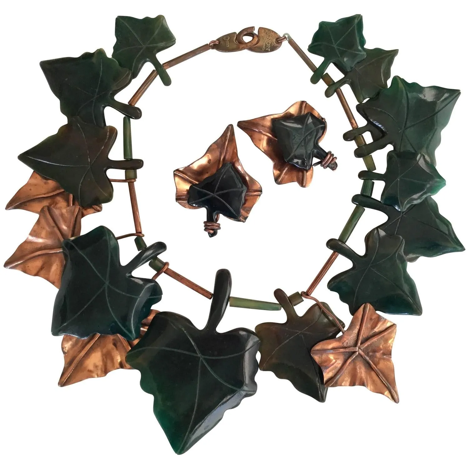 Huge Gerda Lynggaard Monies Ivy Set. Bakelite and Copper. 1988.