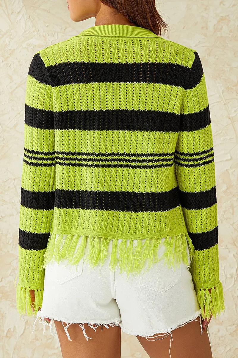 HWR1309 Stripe Fringe Jacket