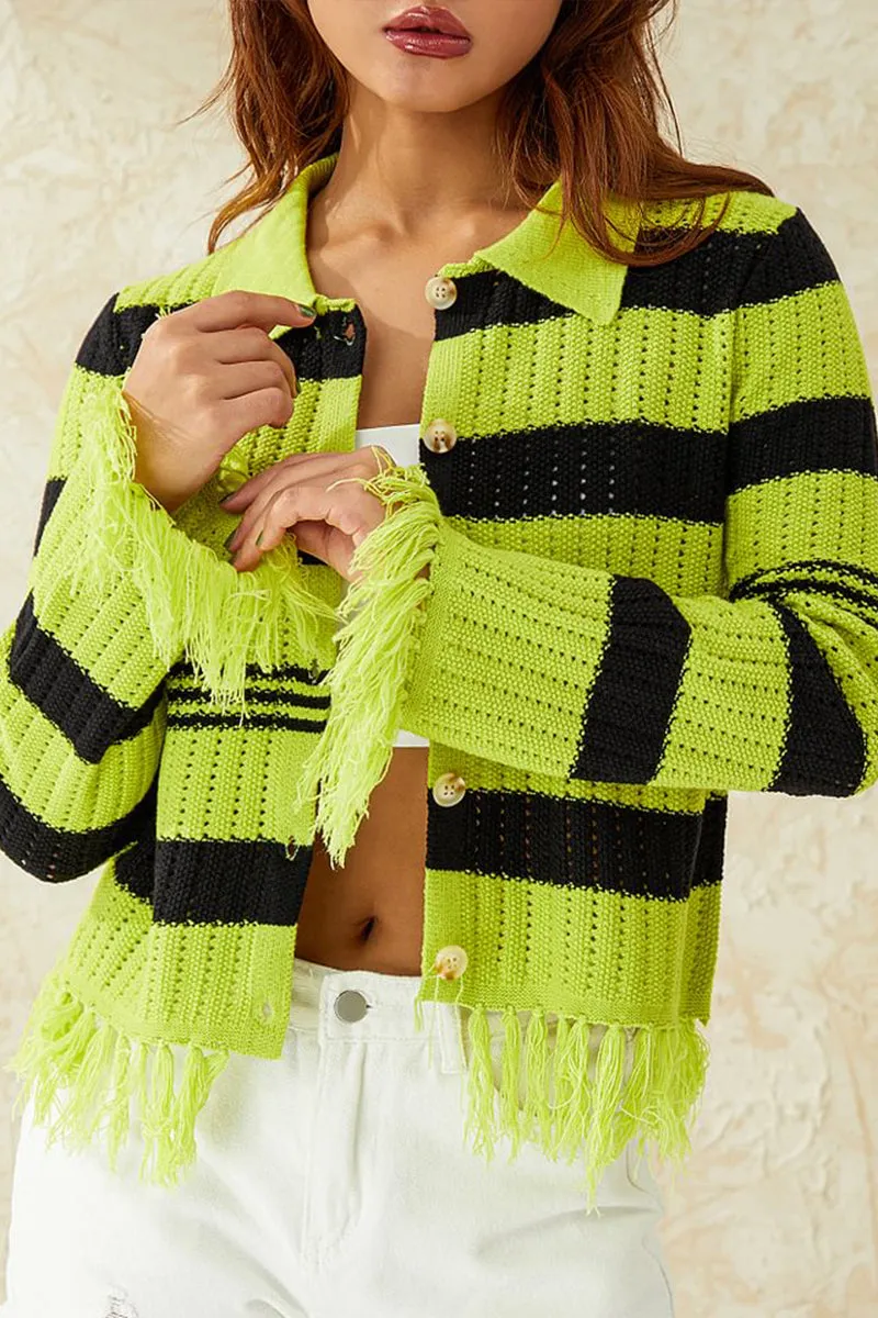HWR1309 Stripe Fringe Jacket