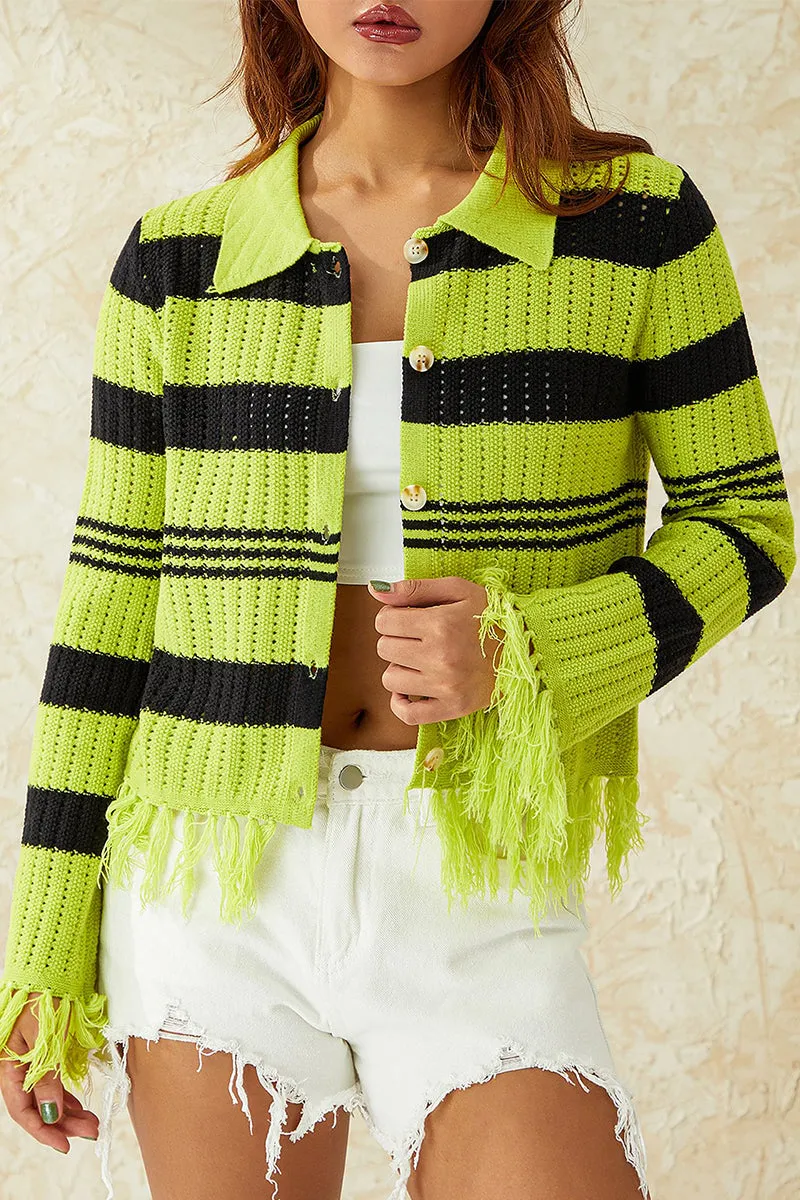 HWR1309 Stripe Fringe Jacket