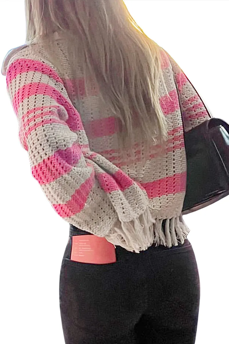 HWR1309 Stripe Fringe Jacket