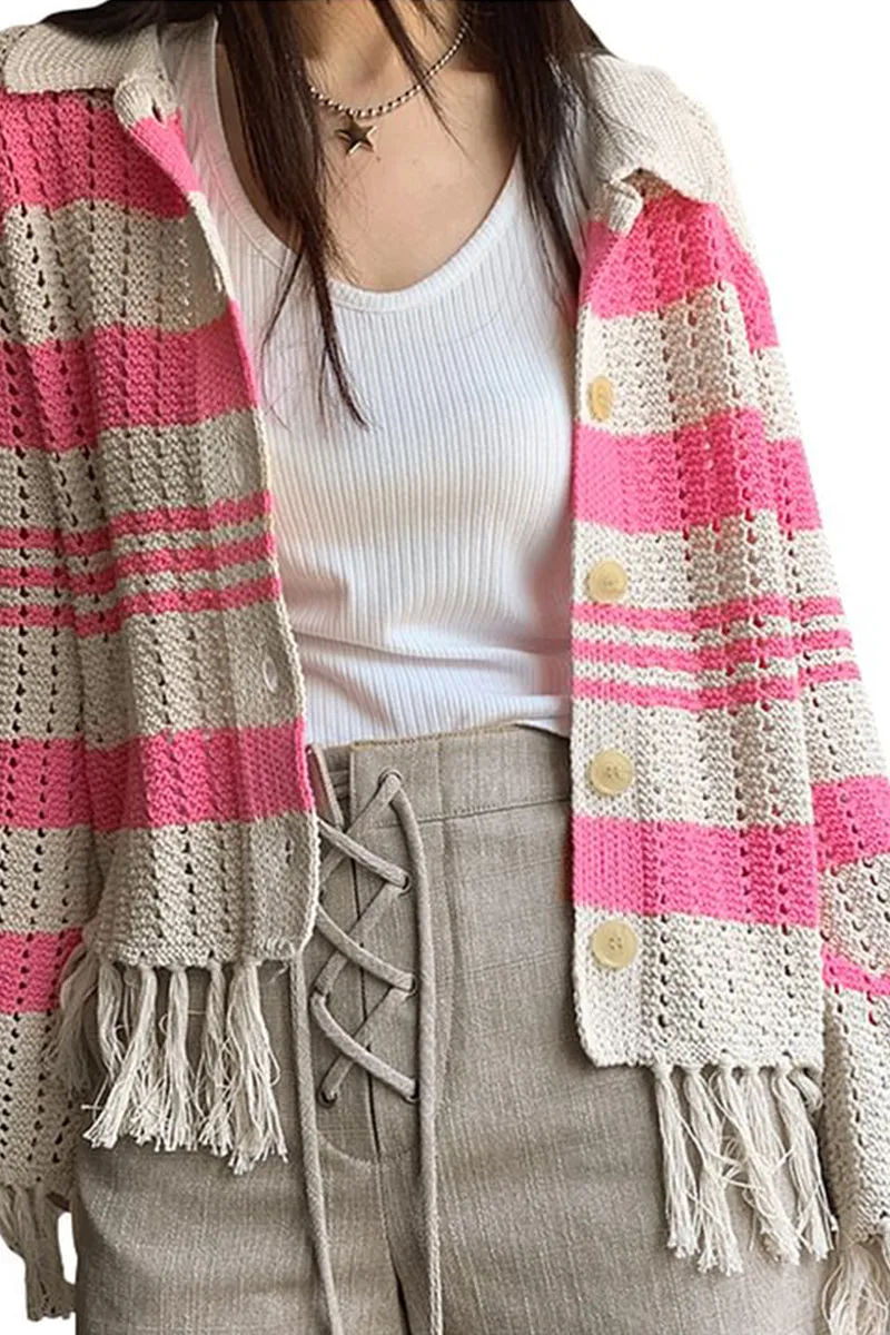 HWR1309 Stripe Fringe Jacket