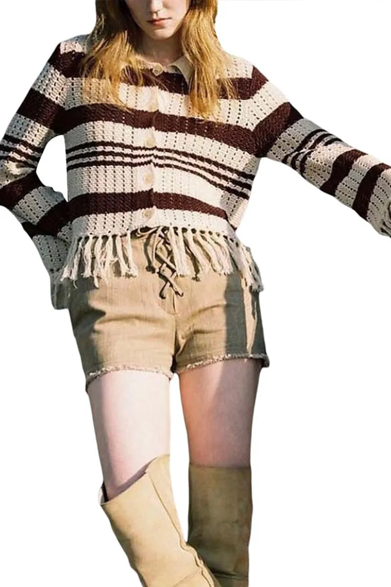 HWR1309 Stripe Fringe Jacket