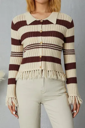 HWR1309 Stripe Fringe Jacket