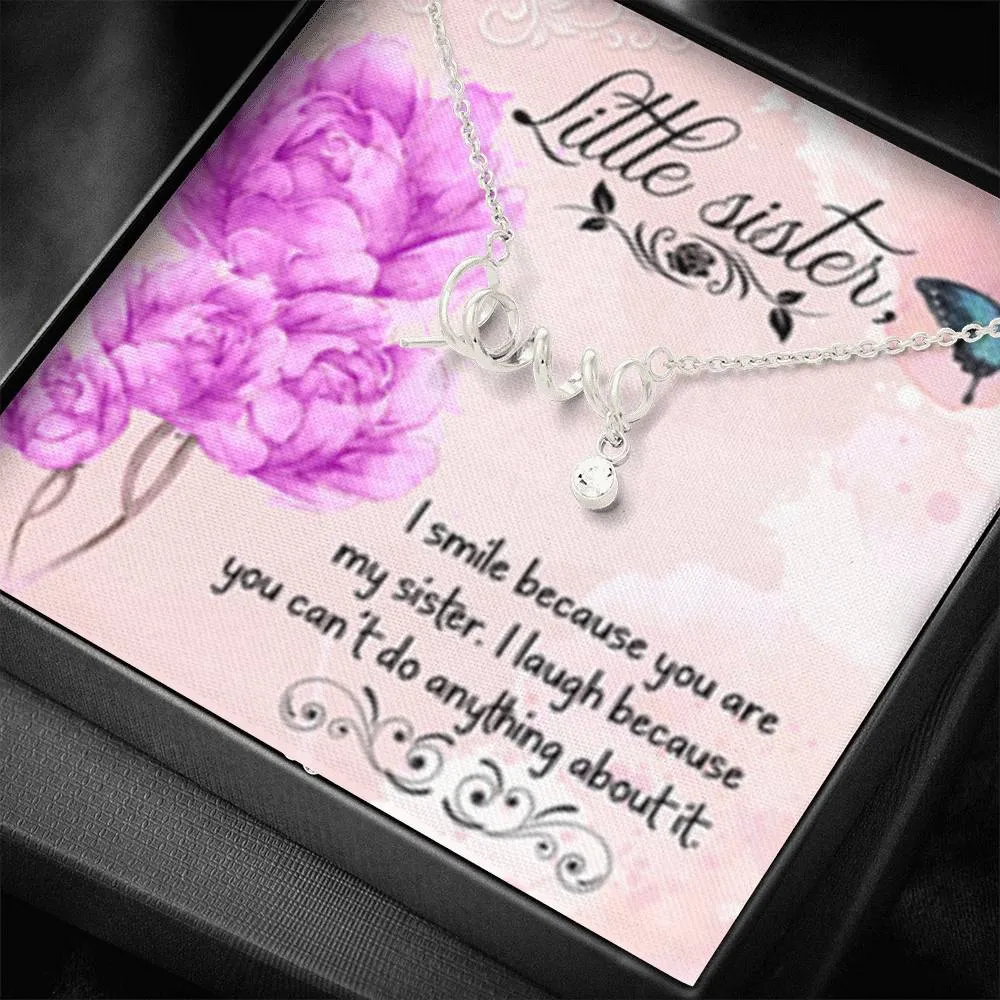 I smile-Scripted Love Necklace for Little Sister