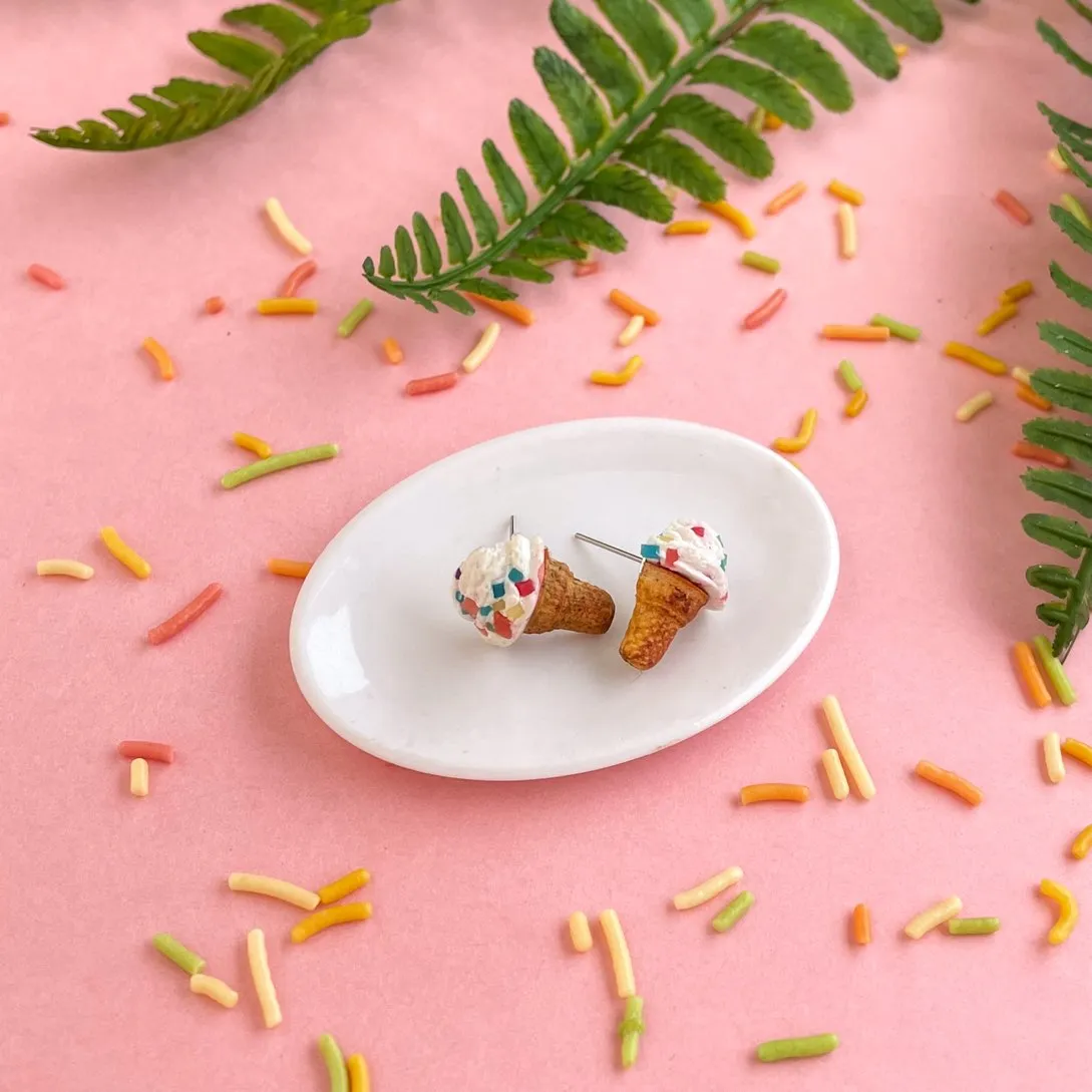 Icecream Cone Miniature Food Ear Studs