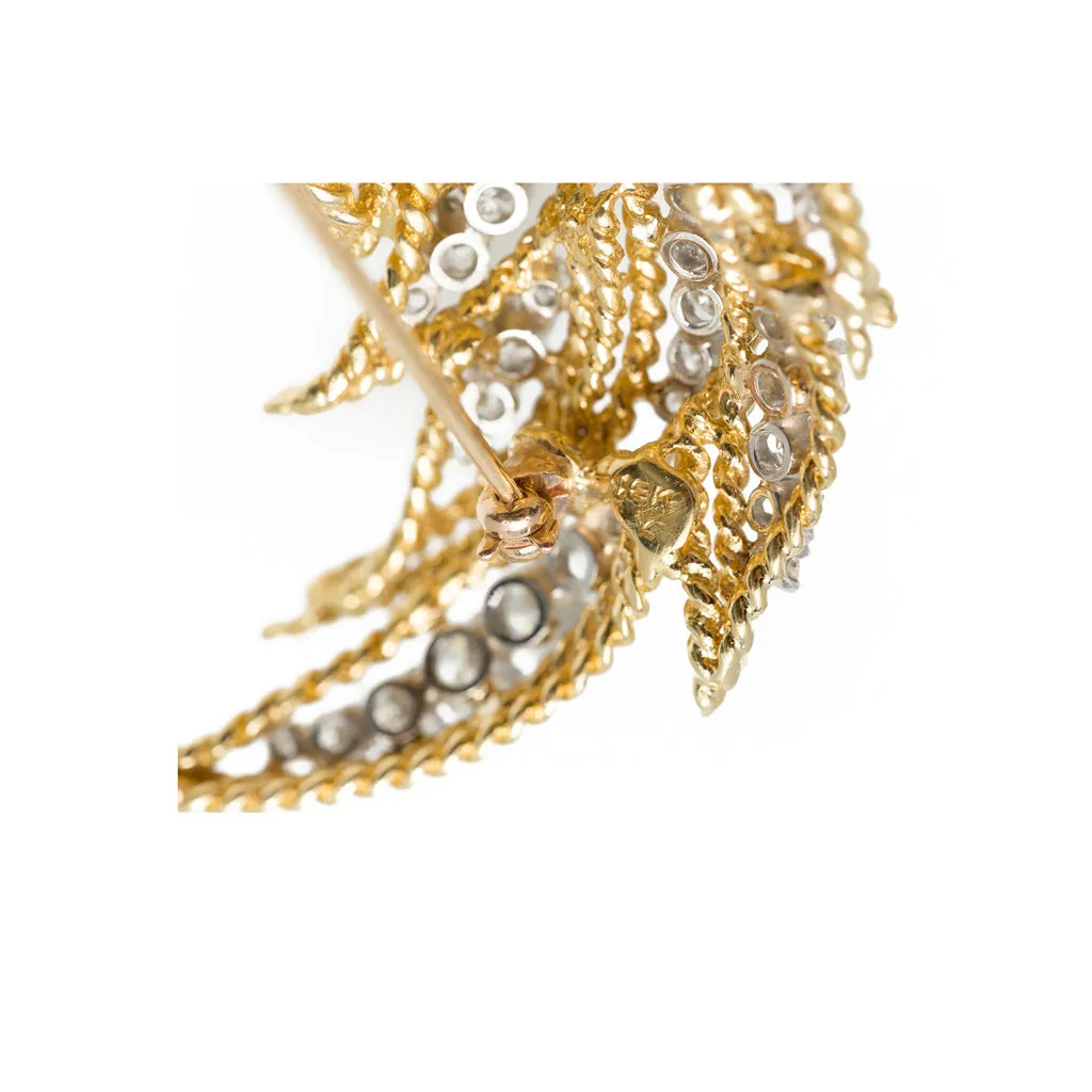 Italian Ruby & Diamond 18k Gold Brooch