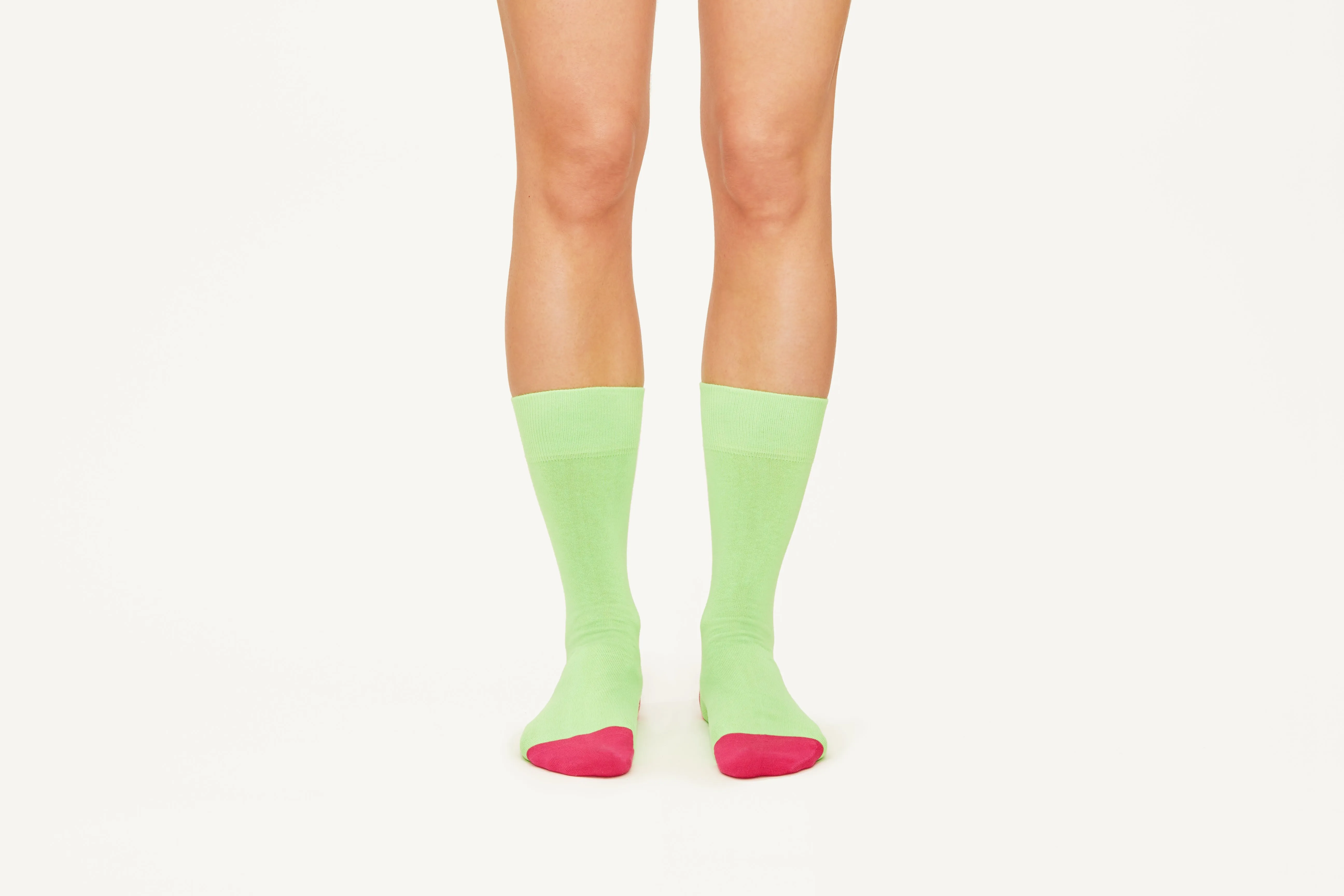 JAMES - Neon Green Bold Stripe Premium Cotton Mid-Calf Socks