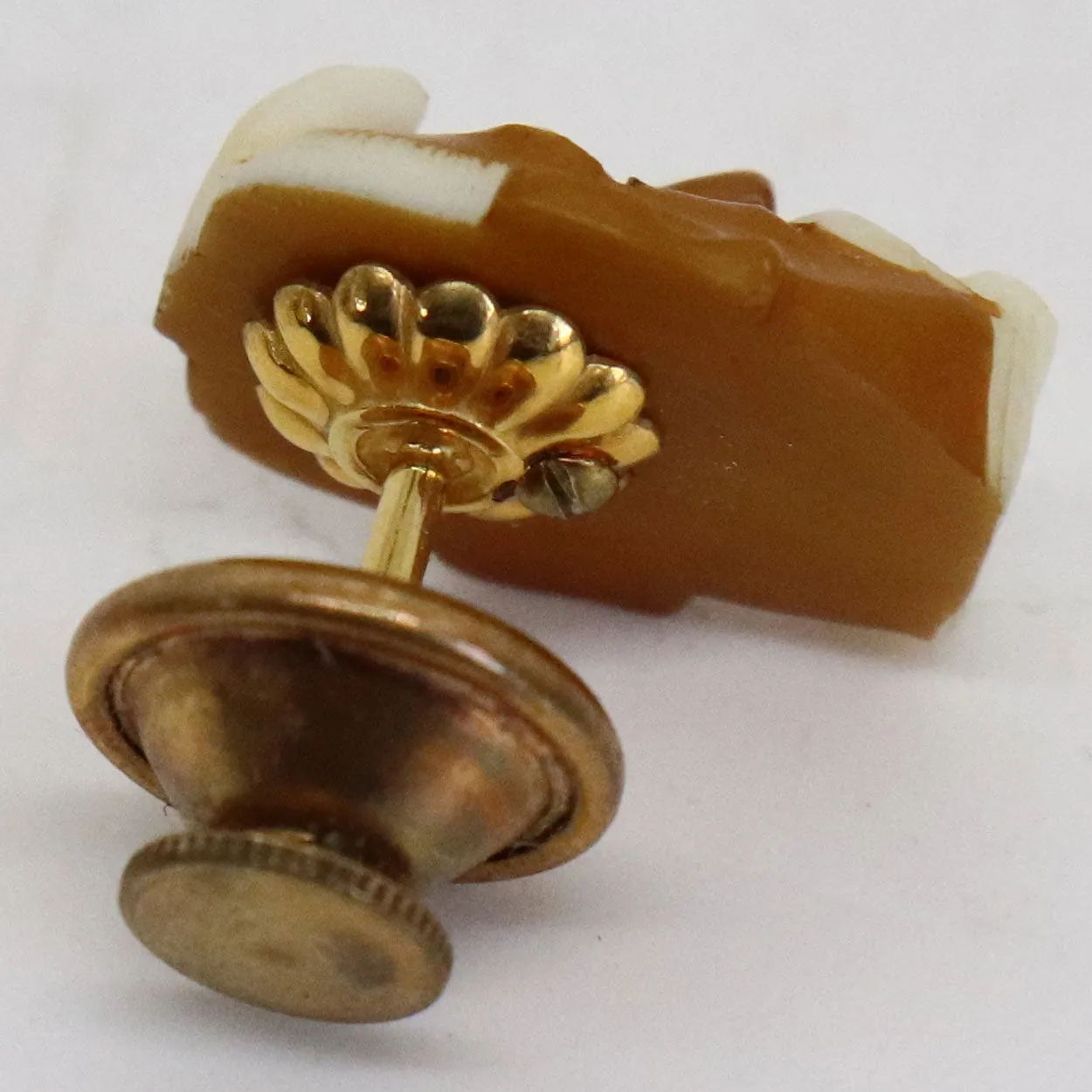 Japanese Tokishane Style Celluloid Sterling Silver Jurōjin Face Cufflinks and Tie Tack